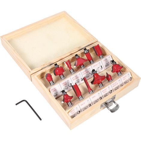 12-teiliges Set 8-mm-Hartmetall-Fräser für die Holzbearbeitung mit Holzkoffer (1/5)