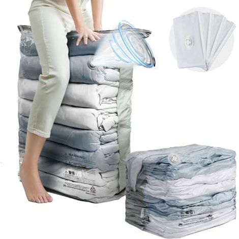 Vakuumbeutel für Kleidung Groß Würfel, 4 Jumbo Vakuumbeutel für Bettdecken Vacuum Bags for Clothing Vakuumierbeutel Kleidung für Bettwäsche Kissen Zuhause Reise (1/5)