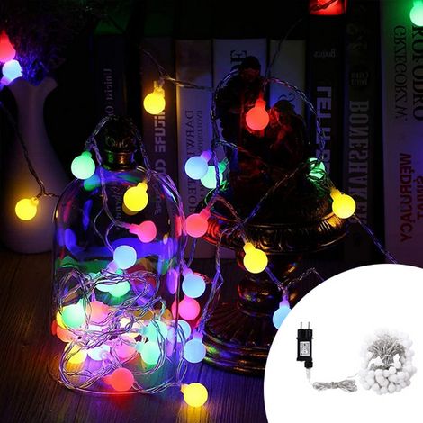 Catena decorata con 160 Led a mini sfere luminose Multicolore 16 metri con cavo trasparente Wisdom (1/4)