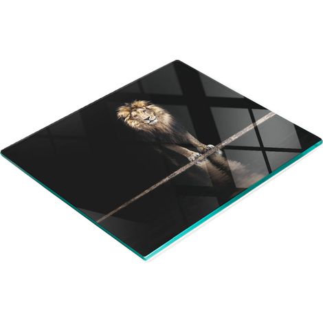 Vassoio decorativo in vetro per snack, con ritratto di leone, 60x52 cm (1/5)
