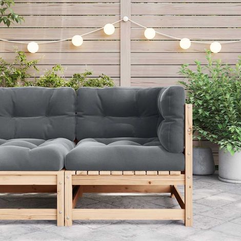 Canapé d'angle de jardin, Canapé d'extérieur, Meuble de jardin, coussins anthracite Bois de pin massif OIB2312E (1/5)