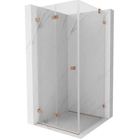 Mexen Lunar-F Duschkabine faltbar links 90 x 90 cm, transparent, gebürstetes Kupfer- 836-090-090-65-00-L (1/5)