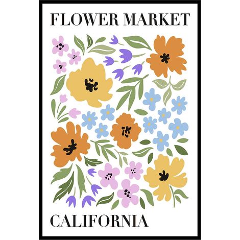 Affiche encadrée florale colorée style vintage (1/5)