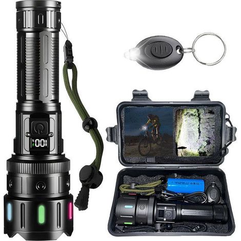 Lampe Torche LED Ultra Puissante - TianBaoFang - 150000 Lumens Lampe Torche rechargeable - 5 Modes D'éclairage - Zoomable (1/5)