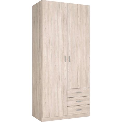 Armario Roma 2 puertas 3 cajones habitación dormitorio color sahara estilo moderno mueble 216x100x53 cm (1/5)
