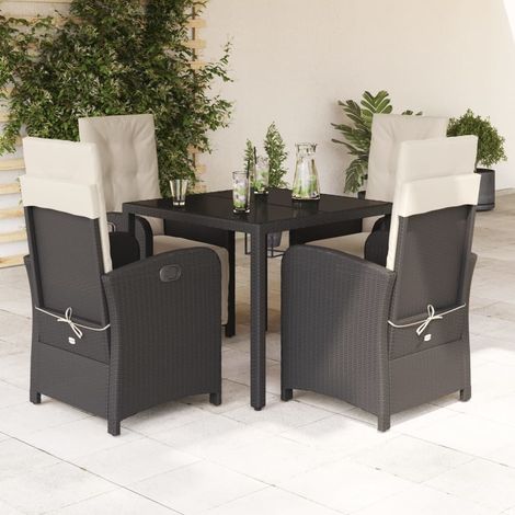 Set de muebles jardín 5 pzas con cojines ratán sintético negro vidaXL (1/5)