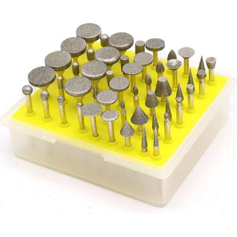 Diamant Schleifstifte Fräser Set - 50 stk Diamantfräser Frässtifte, 1/8 Zoll Rotationswerkzeug Zubehör für Glas Edelstein Metall Schleifen, 120 (1/5)