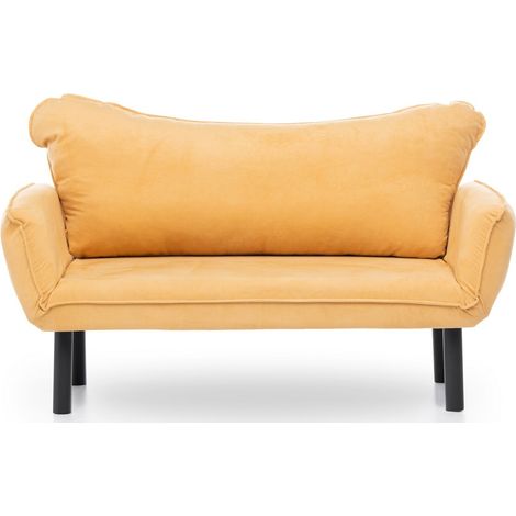 Canapé convertible 2 places tissu jaune Kalos 140cm (1/5)