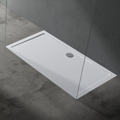 doporro Piatto Doccia Rettangolare in Acrilico Rinforzato, Ultra Slim 4 cm, Installazione da Appoggio o Filo Pavimento, Bianco Lucido 90x160 cm - Faro2