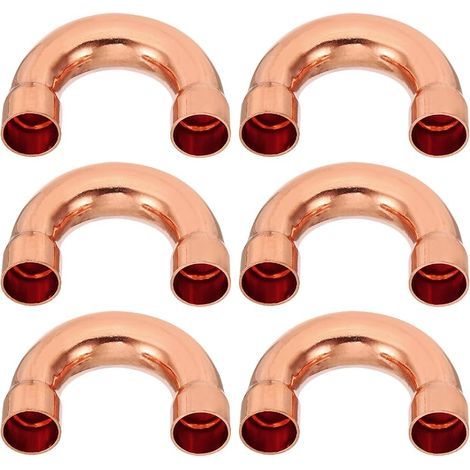 6pcs Raccord Coudé Cuivre pour Tuyaux Gaz, 16mm Raccord Tuyau d'Arrosage Durite Essence, Raccords Tuyauterie à Pression pour HVAC Climatisation Plomberie, Épaisseur 1mm - (1/4)