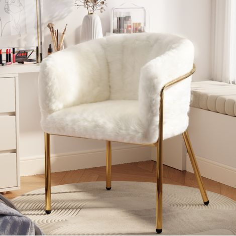 Sillón de ocio 57 x 57 x 77 cm blanco con reposabrazos de metal HAVRYA (1/5)