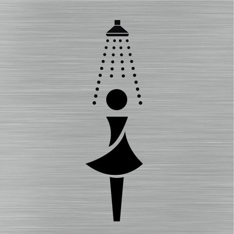 Pictogramme Douche .- Adhésif aspect aluminium brossé - (1/5)