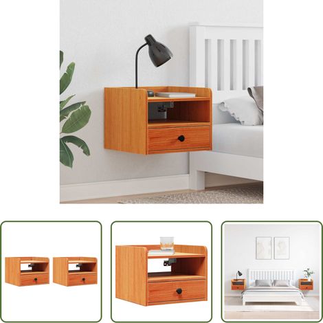 vidaXL Kiefer Nachttisch -  Nachttisch 2 pcs Wachsbraun 38 x 36 x 29,5 cm Massivholz Kiefer (1/5)