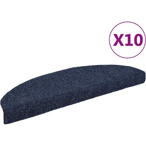 Tapis d'escalier-Moquette d'escalier-Tapis de marches autocollants 10 pièces 65 x 21 x 4 cm Bleu Demi-rond Grand 311775 (1/5)