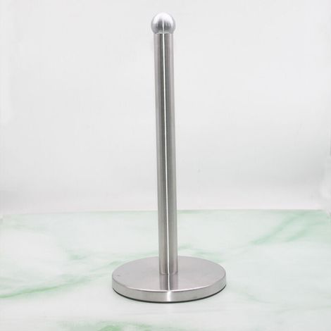 Portarrollos de papel higiénico de pie en acero cromado, altura 33,5 cm, portarrollos de cocina, portarrollos de papel higiénico plateado