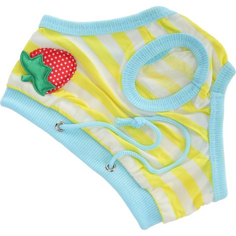 Culottes hygiéniques pour cochons, motif fraise, réutilisables, jaune, taille S (1/5)