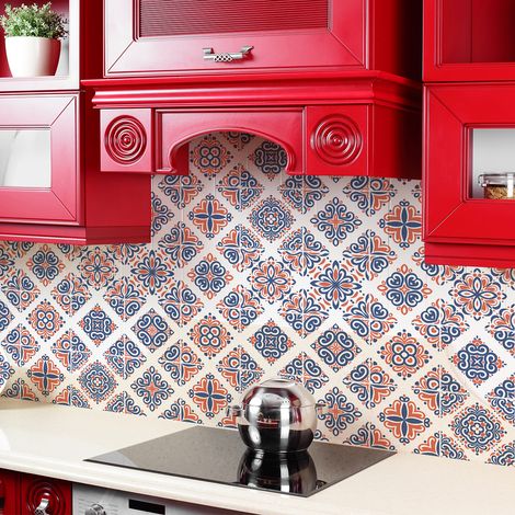 Sticker Mural Carrelage adhésif Cuisine Salle de Bain - 24 STICKERS CARRELAGES AZULEJOS ARLINDA - 24stickers10x10cm (1/5)