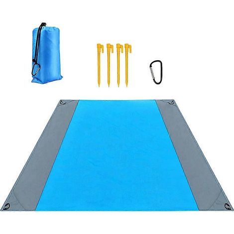 Grande serviette de plage anti-sable, tapis de plage, couverture de plage surdimensionnée avec poche pour pique-nique, 4 ancres, protection contre le vent et le sable