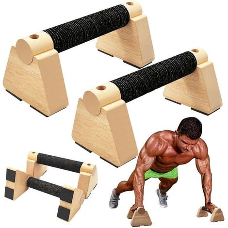 Poignées de pompes / Barres parallèles en bois - Équipement de gymnastique pour l'entraînement au poirier et les pompes (1/5)