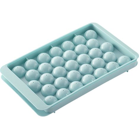 Bac à glaçons flexible 33 cases, facile à démouler avec couvercle, idéal pour cocktails et congélateur, couleur bleu. (1/5)