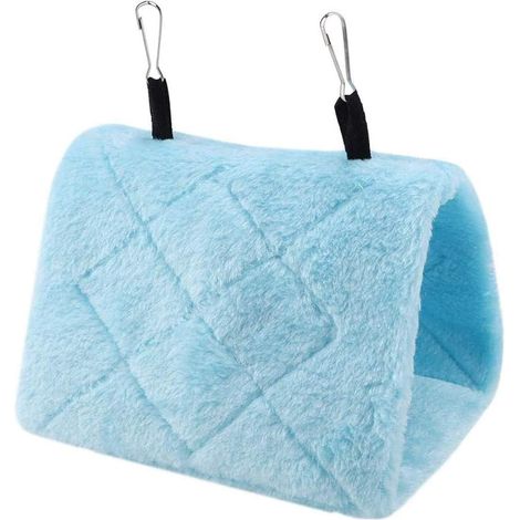 Morbida e calda amaca per uccelli, amaca sospesa, lettino soffice per gabbia per pappagalli o giocattolo per la casa (blu) (1/3)