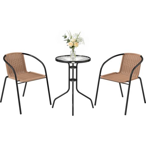 3-Piece Woven Resin and Steel Garden Lounge Brown (1/5)