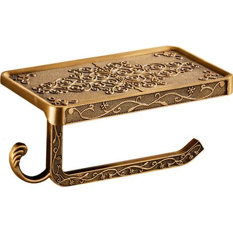 Derouleur Papier Toilette Porte Papier toilette Mural Support Papier Toilettes Couleur Porte-Papier Toilette Porte Bronze D'or (1/2)