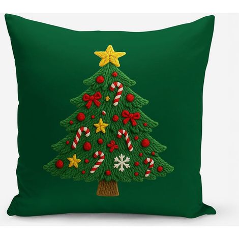 Copricuscino natalizio in poliestere decorato 43x43 Skifer - Verde (1/2)