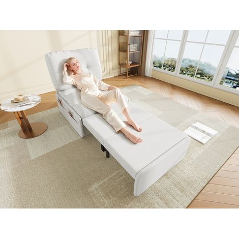 poltrona seduta 81.5x195 letto estraibile bianca OKMYHOME (1/5)