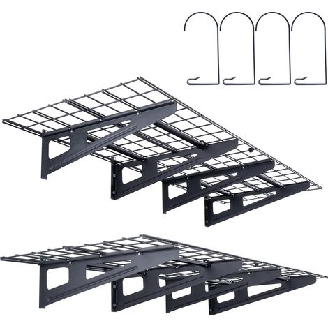 VEVOR Scaffali per Garage da 2 Pezzi Griglia per Garage Portaoggetti 122 x 61 cm Montaggio da Parete, Capacita Carico max. 113,4 kg ca., Scaffali Galleggianti per Organizzazione del Garage, Officina