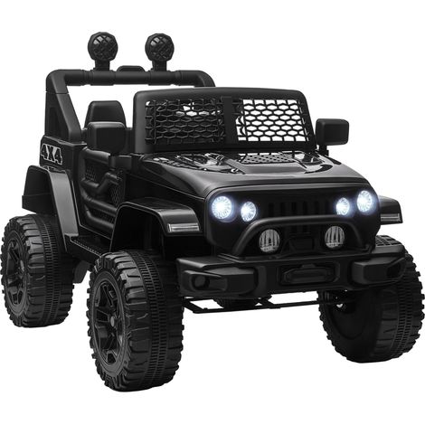 Voiture électrique pour enfants 12 V avec télécommande, suspension à 4 roues, phares et klaxon, MP3, vitesse 3-5 km/h, pour 3-6 ans - noir