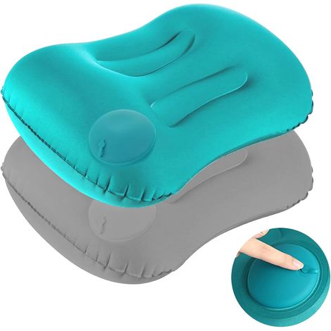 Set mit 2 aufblasbaren Campingkissen, ultraleichte und ergonomische Strandkissen, bequem für Strand, Camping und Reisen.