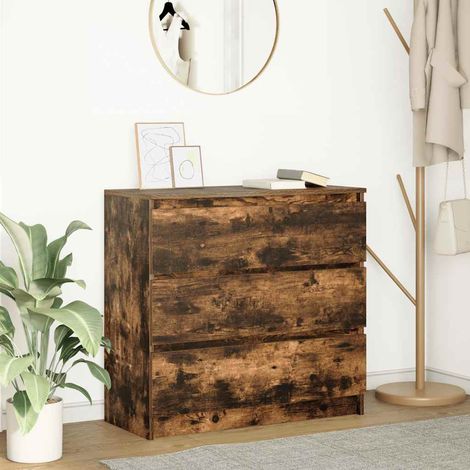 Aparador roble ahumado 80x35x76 cm madera de ingeniería (1/4)