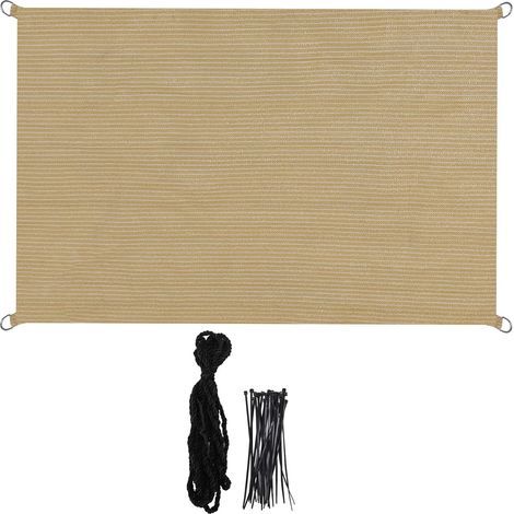 Voile d'ombrage 3x3m Rectangulaire Imperméable à l'eau PES Toile d'ombrage blanc cassé avec 95% de Protection UV pour Patio Extérieur Jardin (1/5)