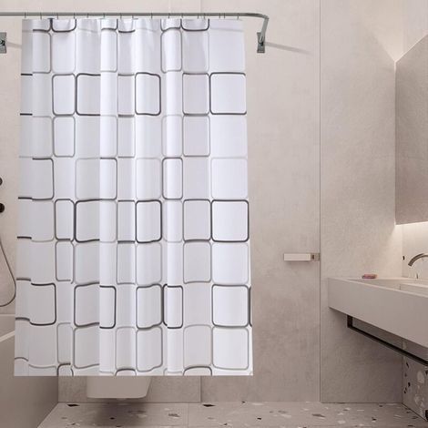 Rideau de Douche Anti-moisissure antibactérien, imperméable, Rideaux de Douche Opaques (Grand carré), Rideau de Douche 180 x 220cm (1/4)