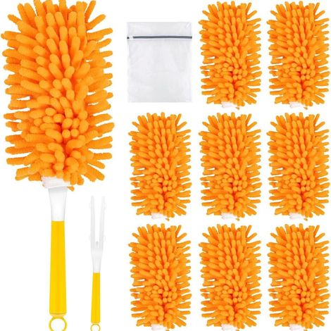 8 pièces de plumeau lavables pour Duster, recharges réutilisables en microfibre 360° incluses, remplacement, ensemble de balais à (1/5)