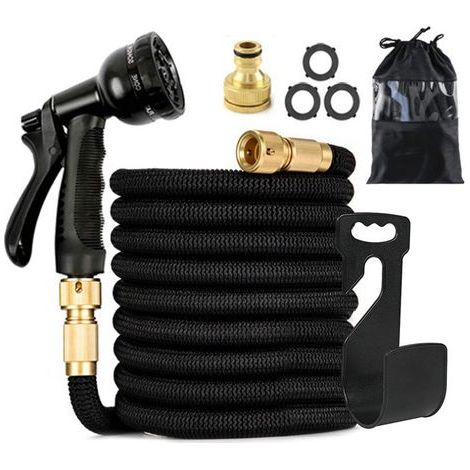 Tuyau d'arrosage extensible 50ft, pistolet haute pression auto-rétractable pour jardin, lavage voiture. Résistant et léger. -Alovez-WCY