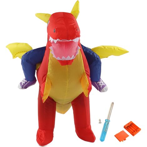 Costume gonflable dinosaure chevauchable déguisement humoristique pour enfant taille moyenne 120-140cm intérieur extérieur (1/5)