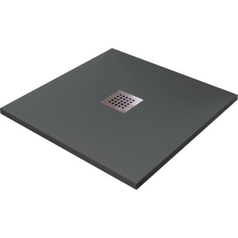 Piatto Doccia in Pietra 80x80 cm Bonussi Ardesia Stone Central Grigio Antracite (1/5)