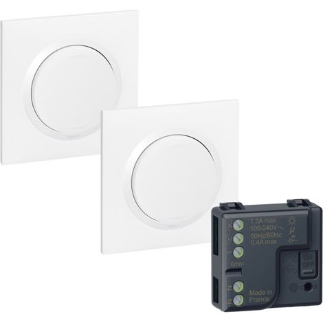 Legrand – Kit prêt-à-poser connectable – 2 commandes sans fil – Auto-alimenté – 1 micromodule lumineux blanc – Étanchéité IP65