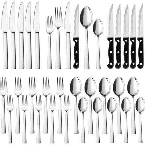 Besteckset 36teilig Edelstahl Steakmesser Spülmaschinenfest 36 Stück (1/5)