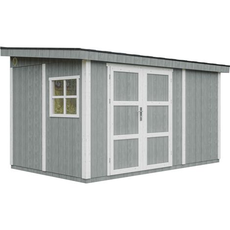 Casetta da giardino di qualità premium 8,68 m² - H231x248x412 cm - Timbela M939-CAVERN STEEL (1/5)