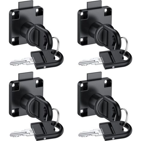 4PCS Cam Lock with Alike Key, Cabinet Security Lock for Cupboard, Drawer, Storage Cabinet, Mailbox, Drawer, Home Black (1/5)