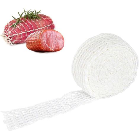 Filet à viande extensible de 5 m pour rôtir, saucisses et jambons - Accessoires de cuisine pour barbecue - Blanc - Idéal pour la cuisson, le fumage, le rangement et la suspension. (1/5)