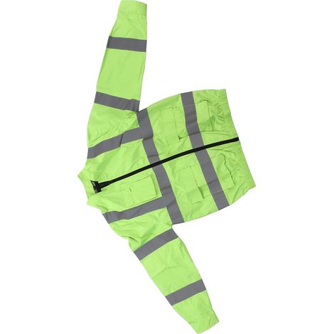 Veste ventilateur sans fil réfléchissante, vêtements de travail rafraîchissants et réfrigérants avec protection solaire, manches longues, blanche, taille XXL, vert fluorescent (1/5)