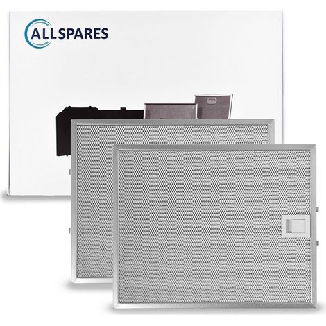 Filtro metálico AllSpares (2 unidades) para campanas extractoras compatibles con Bosch, Siemens y Neff 00353110/353110 (310 x 250 x 8 mm) (1/5)