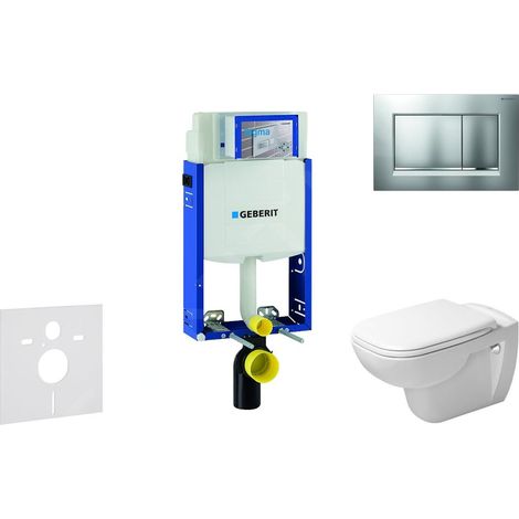 Geberit Kombifix - Ensemble bâti-support, cuvette de toilette et siège D-Code, Rimless, SoftClose, plaque Sigma30, chrome mat / (1/5)