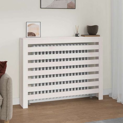 Cache-radiateur Blanc 108,5x19x84 cm Bois massif de pin (1/5)
