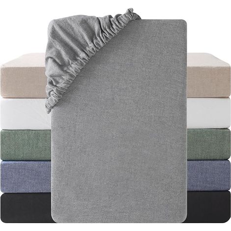 Fitted Sheet 90 x 190 cm Cotton 30 cm Anthracite