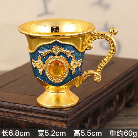 Verre à vin de style européen (or et bleu) pour restaurants - Verre unique pour vin blanc - Fabrication artisanale en métal